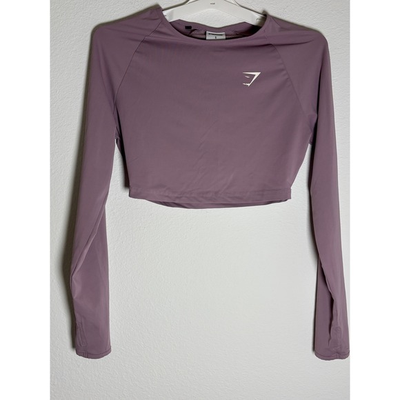 Gymshark Tops - Gymshark Womens Long Sleeve Crop Top‎ Purple Thumbholes Mesh Back Size S
